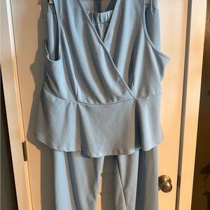 Elegant Light Blue Women's Pantsuit